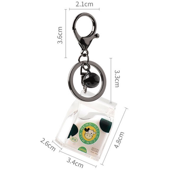 Keychain cow milk cute small moving liquid white - Picture 5 of 7